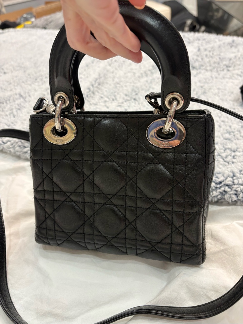 Christian Dior Black Quilted Lady Mini Bag with Silver Charms - Picture 8 of 10
